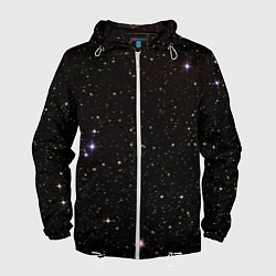 Ветровка с капюшоном мужская Ночное звездное небо, цвет: 3D-белый