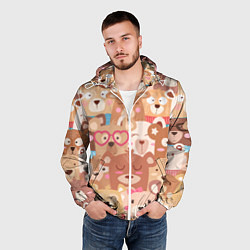Ветровка с капюшоном мужская Bears texture, цвет: 3D-белый — фото 2