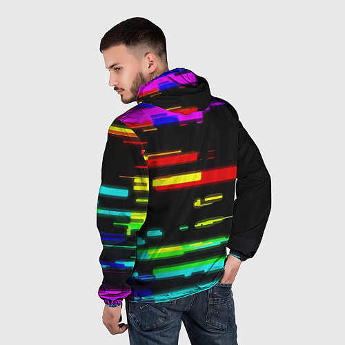 Мужская ветровка Color fashion glitch / 3D-Черный – фото 4