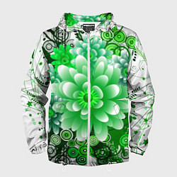 Ветровка с капюшоном мужская Яркая пышная летняя зелень, цвет: 3D-белый