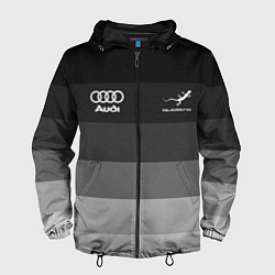Ветровка с капюшоном мужская Audi, Ауди Серый градиент, цвет: 3D-черный
