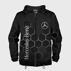 Ветровка с капюшоном мужская Mercedes-Benz black соты, цвет: 3D-черный