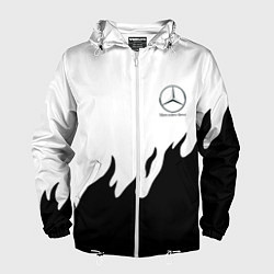 Ветровка с капюшоном мужская Mercedes-Benz нарисованный огонь, цвет: 3D-белый
