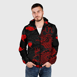 Ветровка с капюшоном мужская Дракон Китайский дракон, цвет: 3D-черный — фото 2