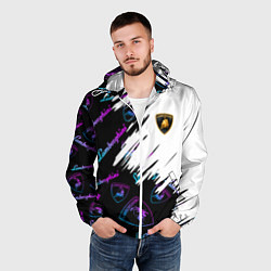 Ветровка с капюшоном мужская Lamborghini pattern gradient, цвет: 3D-белый — фото 2