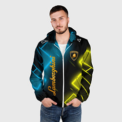 Ветровка с капюшоном мужская Lamborghini - Неоновые фигуры, цвет: 3D-белый — фото 2