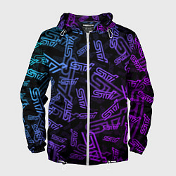 Ветровка с капюшоном мужская STI NEON PATTERN, цвет: 3D-белый