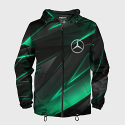 Ветровка с капюшоном мужская MERCEDES-BENZ AMG NEON STRIPES PETRONAS, цвет: 3D-черный