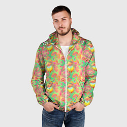 Ветровка с капюшоном мужская Магические Грибы Психоделика, цвет: 3D-белый — фото 2