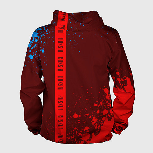 Мужская ветровка РОССИЯ - ГЕРБ - Брызги Полоса / 3D-Черный – фото 2