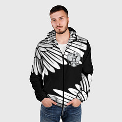 Ветровка с капюшоном мужская КРЫЛЬЯ СВОБОДЫ ГЕРБ РОССИИ, цвет: 3D-черный — фото 2