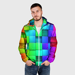 Ветровка с капюшоном мужская Color geometrics pattern Vanguard, цвет: 3D-белый — фото 2