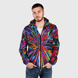 Ветровка с капюшоном мужская Color pattern Impressionism, цвет: 3D-черный — фото 2