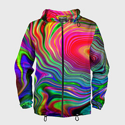 Ветровка с капюшоном мужская Expressive pattern Neon, цвет: 3D-черный