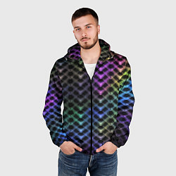 Ветровка с капюшоном мужская Color vanguard pattern 2025 Neon, цвет: 3D-черный — фото 2