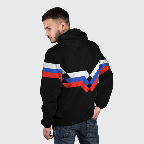 Мужская ветровка РОССИЯ ТРИКОЛОР ЛИНИИ / 3D-Черный – фото 4