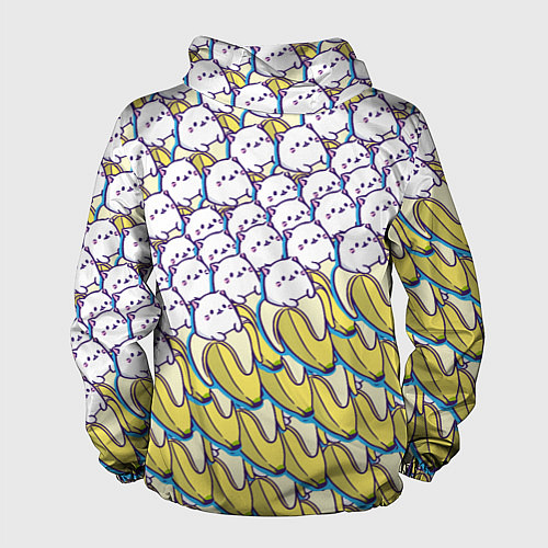 Мужская ветровка Котики и бананы Паттерн Лето / 3D-Черный – фото 2