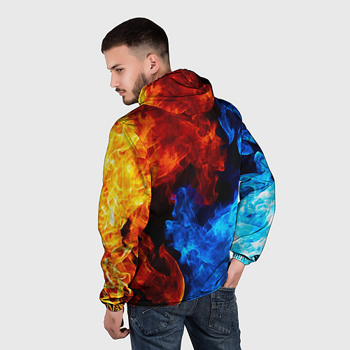 Мужская ветровка Огонь - Вода Инь - Янь / 3D-Черный – фото 4