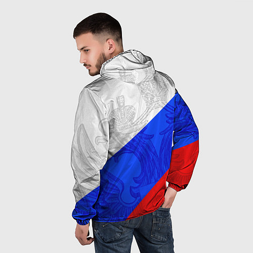 Мужская ветровка RUSSIA - SPORTWEAR - ТРИКОЛОР / 3D-Черный – фото 4