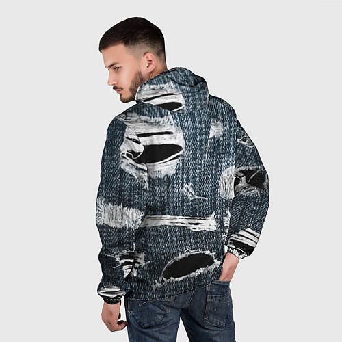Мужская ветровка Джинсовое рваньё Fashion trend / 3D-Черный – фото 4