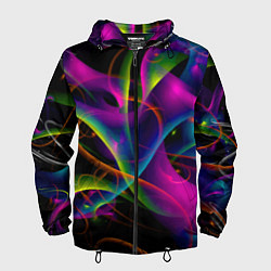 Ветровка с капюшоном мужская Vanguard neon pattern Авангардный неоновый паттерн, цвет: 3D-черный