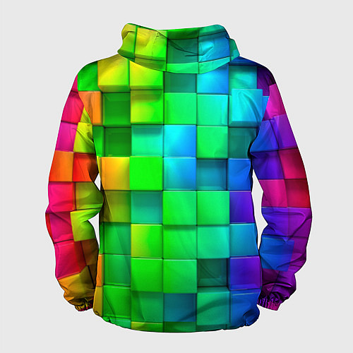 Мужская ветровка РАЗНОЦВЕТНЫЕ КУБИКИ MULTICOLORED CUBES / 3D-Черный – фото 2