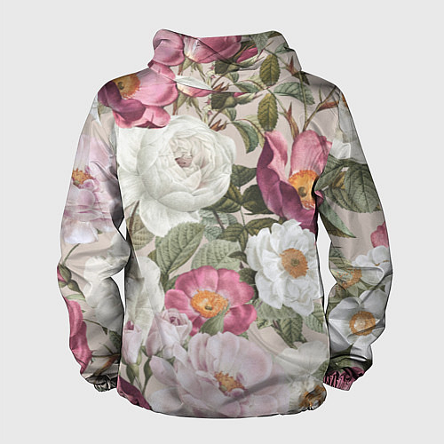 Мужская ветровка Цветы Розовый Сад Пион и Роз / 3D-Белый – фото 2