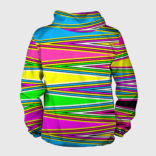Мужская ветровка Полосатый радужный разноцветный геометрический узо / 3D-Черный – фото 2