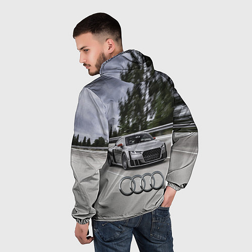 Мужская ветровка Ауди на скоростном шоссе Audi on the expressway / 3D-Черный – фото 4