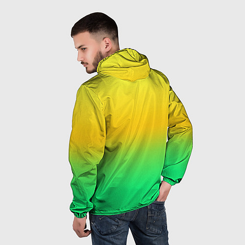 Мужская ветровка Неоновый градиентный желто-зеленый фон / 3D-Черный – фото 4