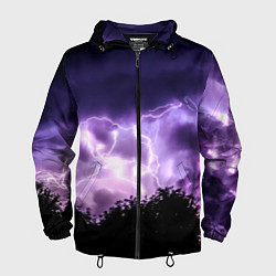 Ветровка с капюшоном мужская Purple Lightning, цвет: 3D-черный