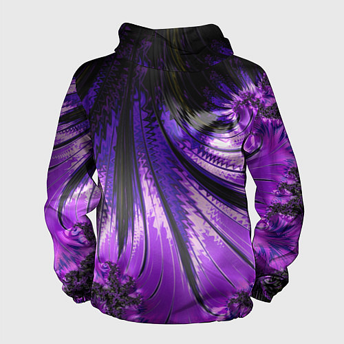 Мужская ветровка Неоновый фрактал черный с фиолетовым Абстракция / 3D-Белый – фото 2