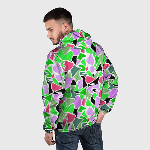 Мужская ветровка Abstract pattern green pink spots / 3D-Черный – фото 4