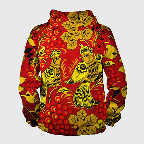 Мужская ветровка Хохломская Роспись Две Птици На Красном Фоне / 3D-Белый – фото 2