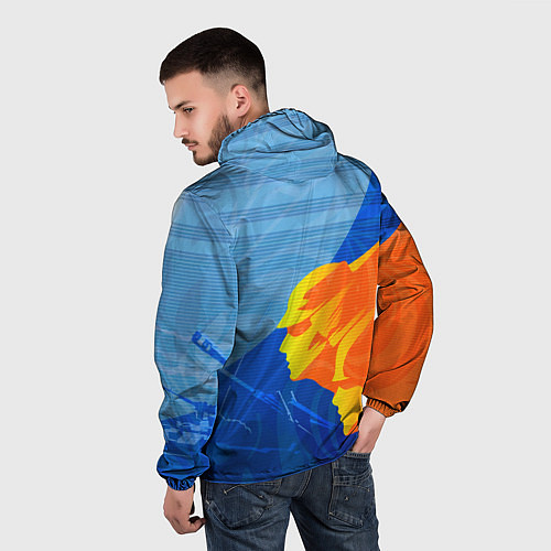 Мужская ветровка РОССИЯ - СПОРТ - ГЕРБ / 3D-Черный – фото 4