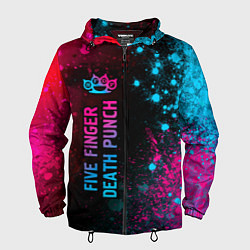 Ветровка с капюшоном мужская Five Finger Death Punch Neon Gradient, цвет: 3D-черный