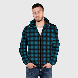 Ветровка с капюшоном мужская Black and blue plaid, цвет: 3D-черный — фото 2