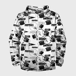 Ветровка с капюшоном мужская American football club, цвет: 3D-белый