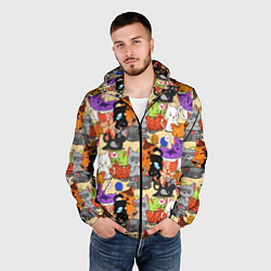 Ветровка с капюшоном мужская Котики-такие котики, цвет: 3D-черный — фото 2