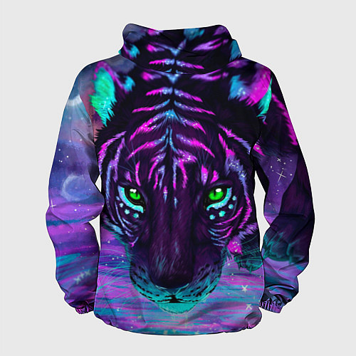 Мужская ветровка Светящийся неоновый тигр / 3D-Белый – фото 2