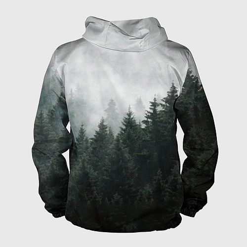 Мужская ветровка Туманный хвойный лес / 3D-Белый – фото 2