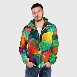 Ветровка с капюшоном мужская Colored leaves, цвет: 3D-белый — фото 2