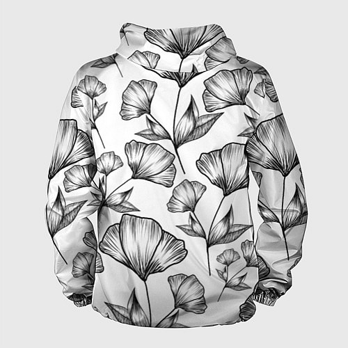 Мужская ветровка Графичные цветы на белом фоне / 3D-Белый – фото 2