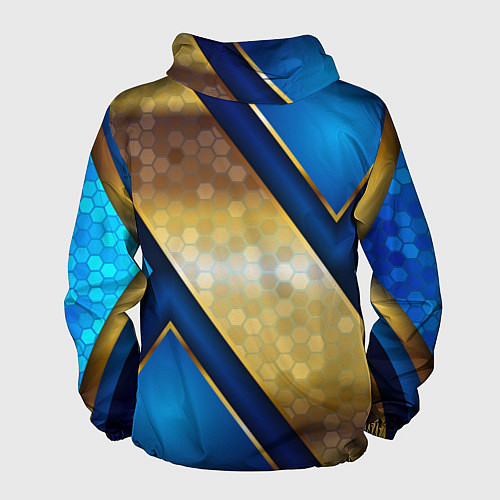 Мужская ветровка Золотой герб России на синем объемном фоне / 3D-Белый – фото 2