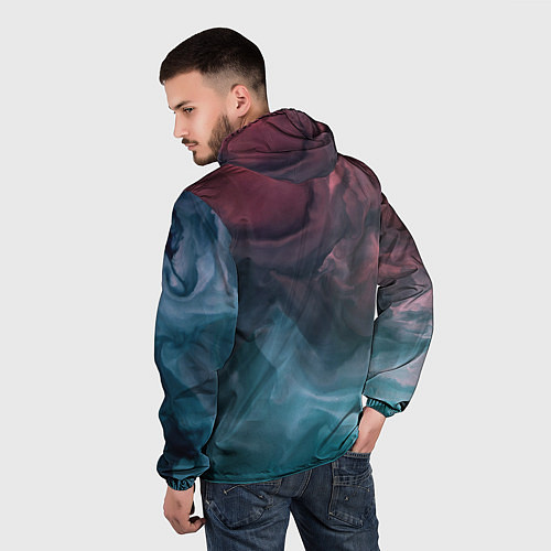 Мужская ветровка Розовый и синий дым во тьме / 3D-Черный – фото 4