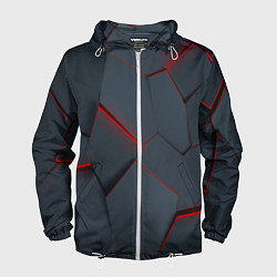 Ветровка с капюшоном мужская Геометрический узор треснутого асфальта, цвет: 3D-белый