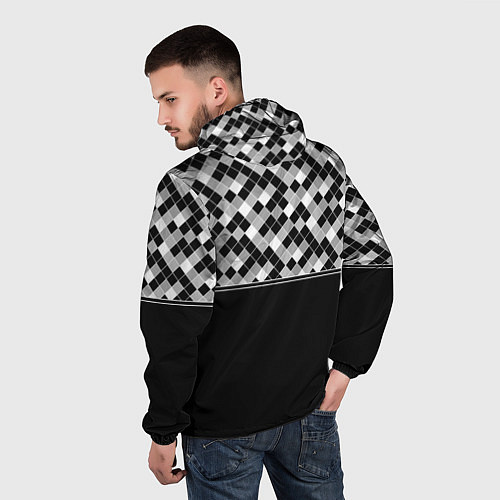 Мужская ветровка Черно-белый геометрический узор / 3D-Черный – фото 4