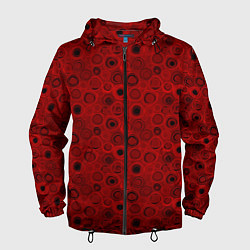 Ветровка с капюшоном мужская Красный абстрактный узор, цвет: 3D-черный
