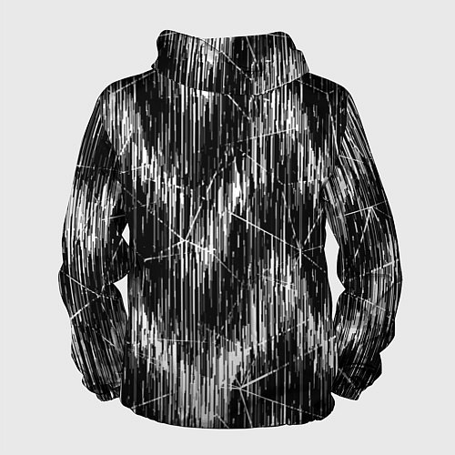 Мужская ветровка Черно-белые штрихи, зигзаг / 3D-Белый – фото 2