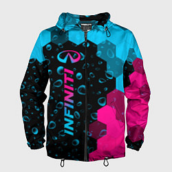 Ветровка с капюшоном мужская Infiniti - neon gradient: по-вертикали, цвет: 3D-черный